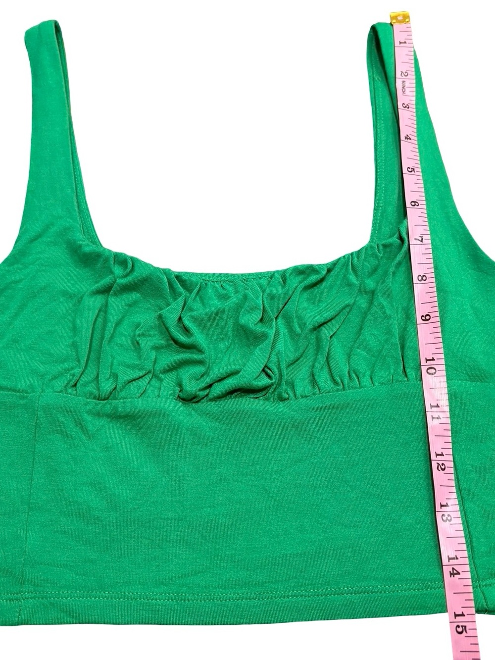 Wilfred Free Aritzia Green Ruched Bust Cropped Tank Top Size Small - Picture 10 of 10